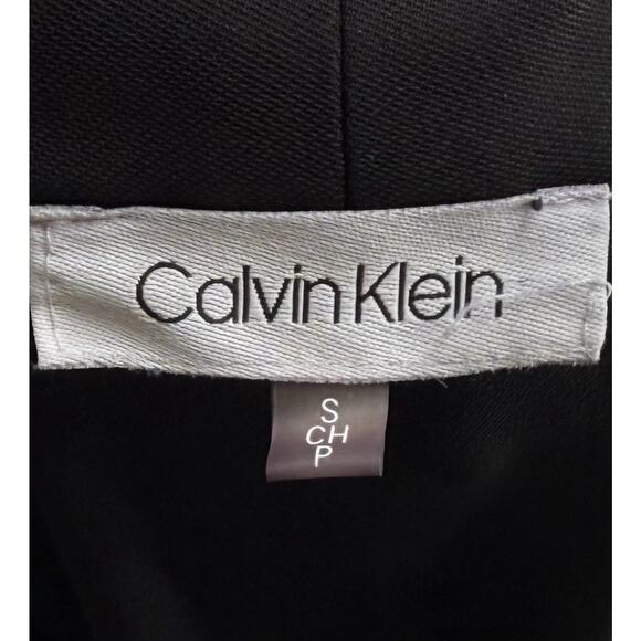 Calvin Klein Top Size Small Black V Neck Surplice Roll Tab Sleeve Stretch Womens - Picture 4 of 6